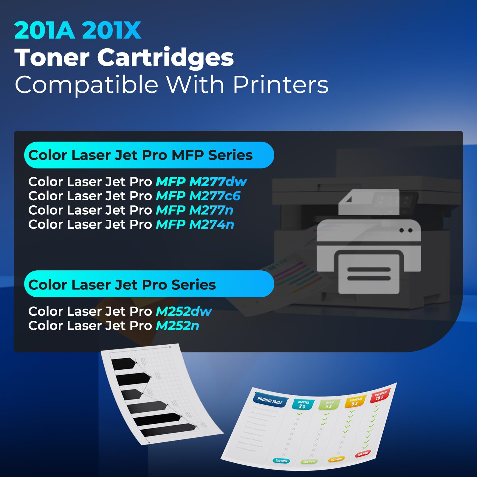 201X Toner Cartridges Replacement For Hp 201X 201A Hp201X 4 Pack For Color Laser Jet Pro Mfp M277Dw M252Dw Toner Cartridges For